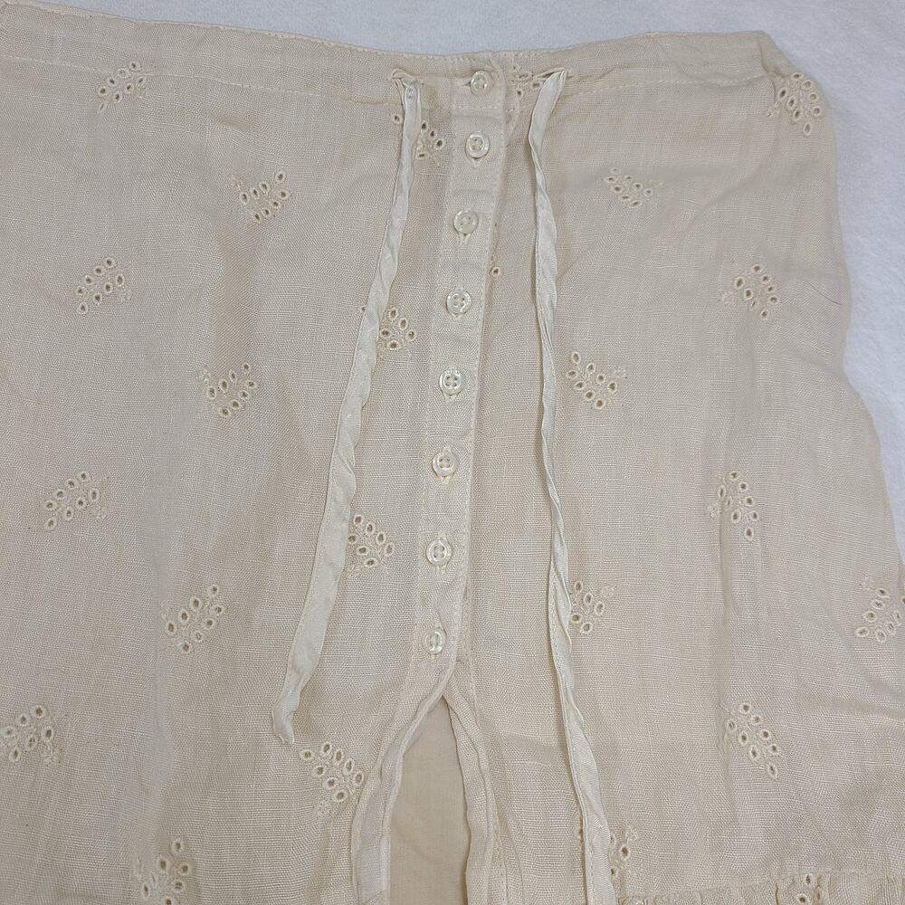 Vintage Eyelet Cotton Skirt Italy 42 Cream Lace Cottagecore Romantic Boho - Picture 3 of 16